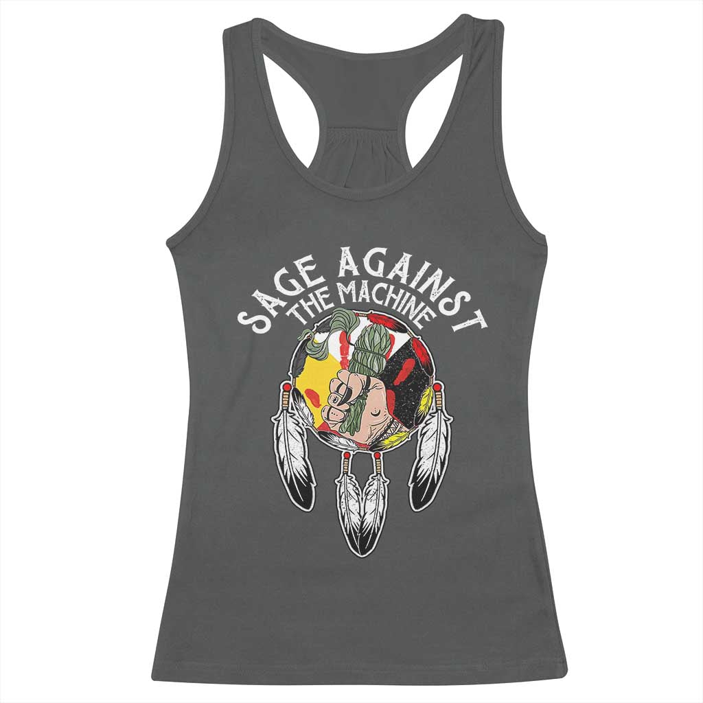 Funny Sage Against The Machine Racerback Tank Top Native American Sage Medicine Wheel - Wonder Print Shop