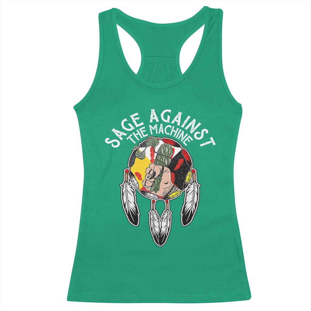 Funny Sage Against The Machine Racerback Tank Top Native American Sage Medicine Wheel - Wonder Print Shop