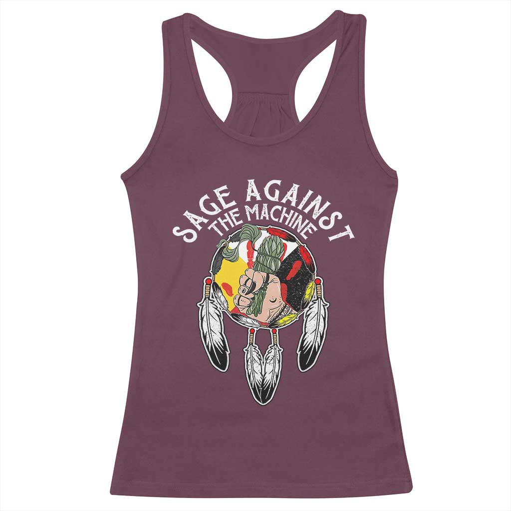 Funny Sage Against The Machine Racerback Tank Top Native American Sage Medicine Wheel - Wonder Print Shop