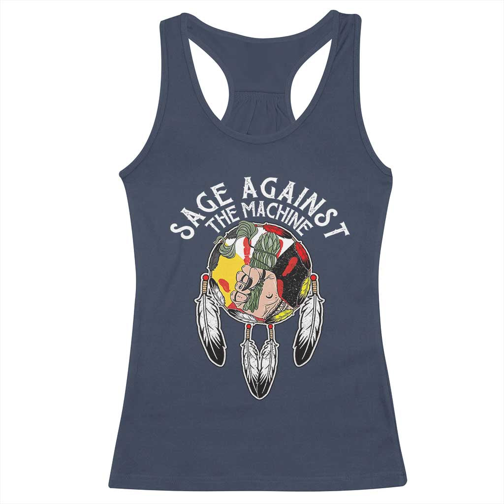 Funny Sage Against The Machine Racerback Tank Top Native American Sage Medicine Wheel - Wonder Print Shop