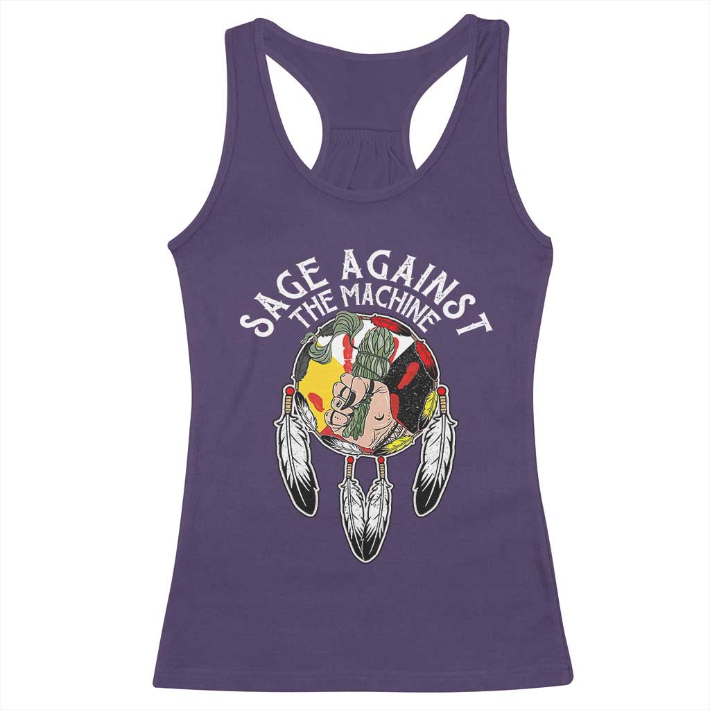 Funny Sage Against The Machine Racerback Tank Top Native American Sage Medicine Wheel - Wonder Print Shop
