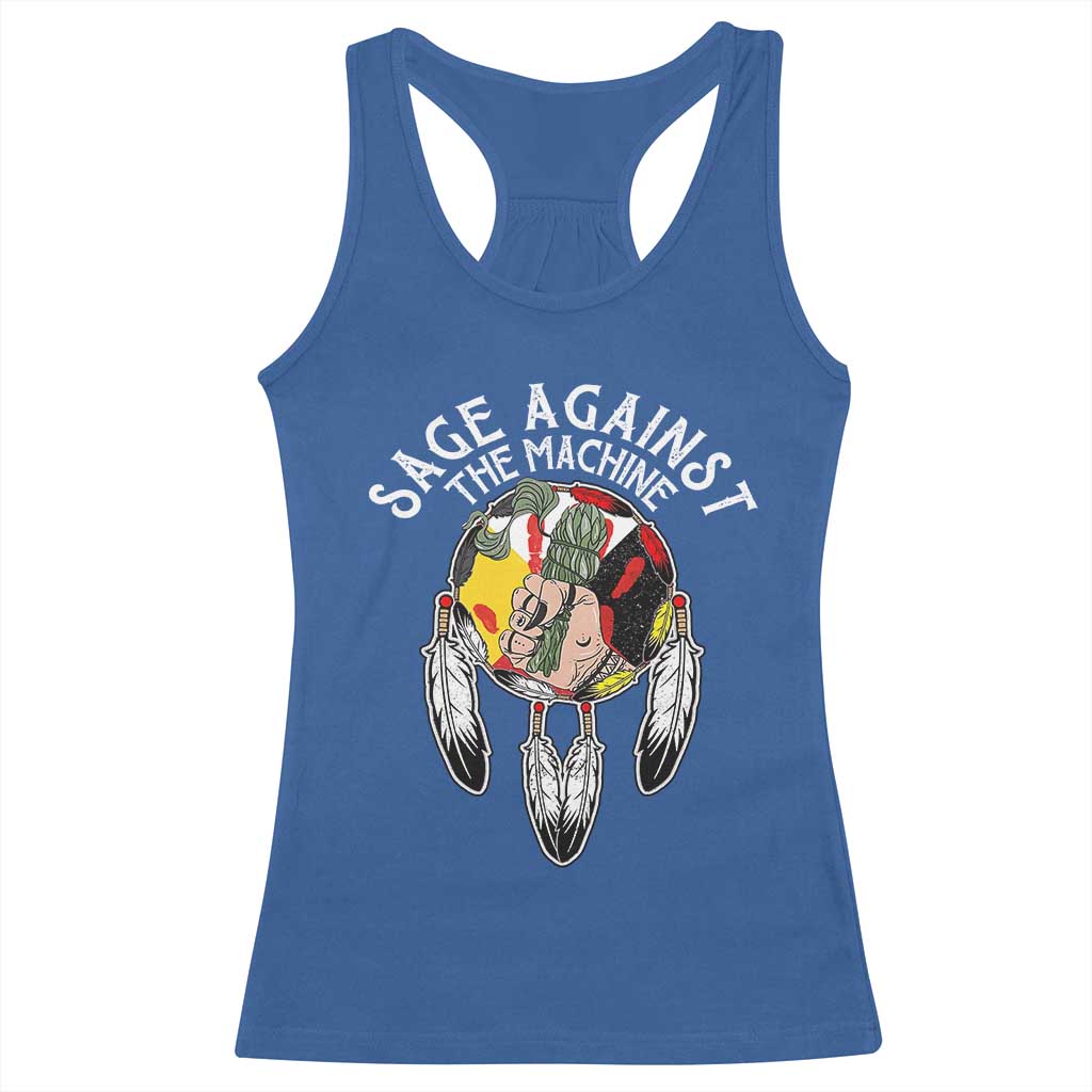 Funny Sage Against The Machine Racerback Tank Top Native American Sage Medicine Wheel - Wonder Print Shop