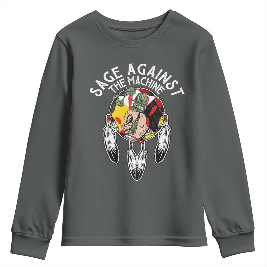 Funny Sage Against The Machine Youth Sweatshirt Native American Sage Medicine Wheel - Wonder Print Shop