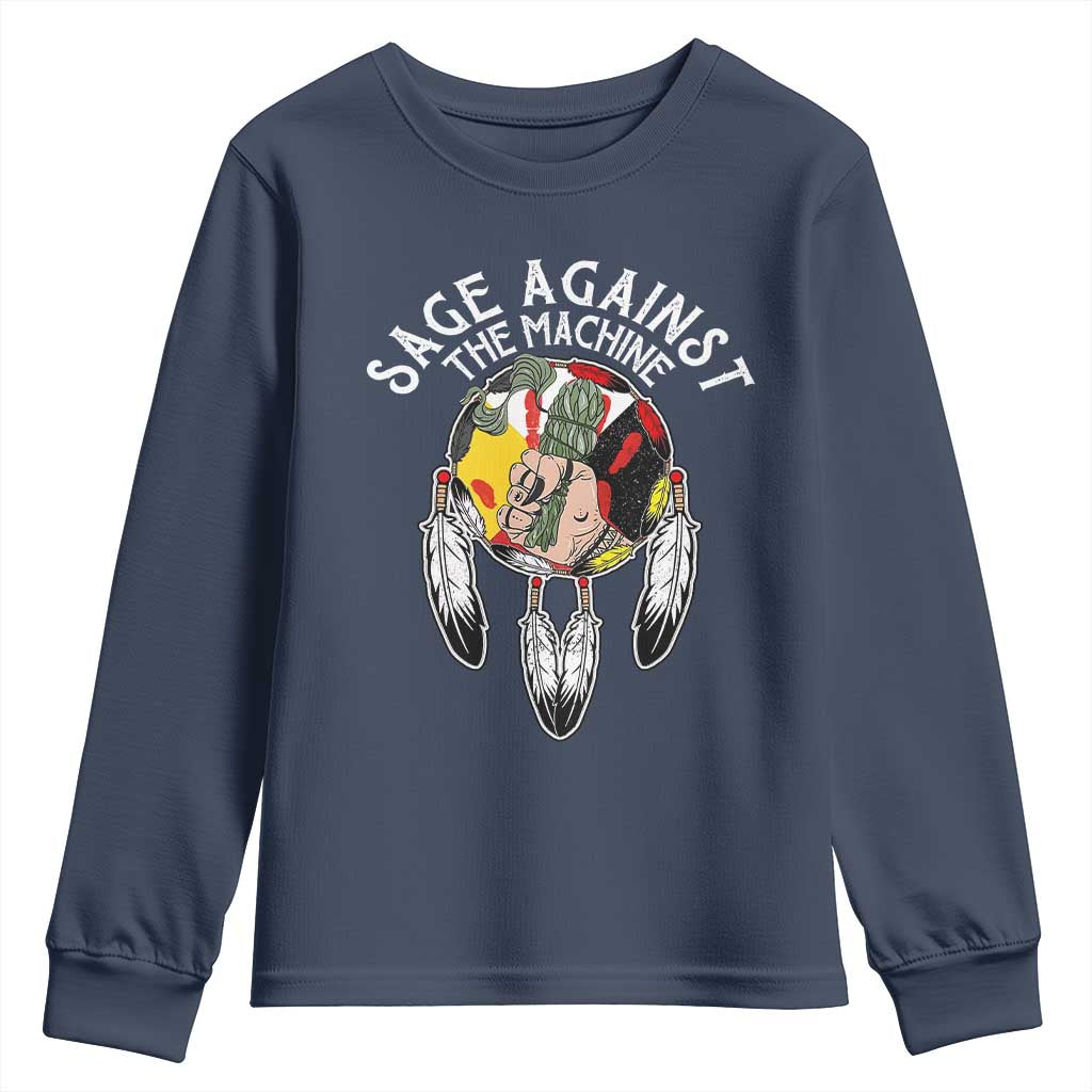 Funny Sage Against The Machine Youth Sweatshirt Native American Sage Medicine Wheel - Wonder Print Shop