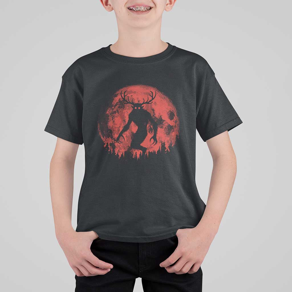 Wendigo Monster T Shirt For Kid Skinwalker Night Stroll Cryptid Full Moon Evil Monster - Wonder Print Shop