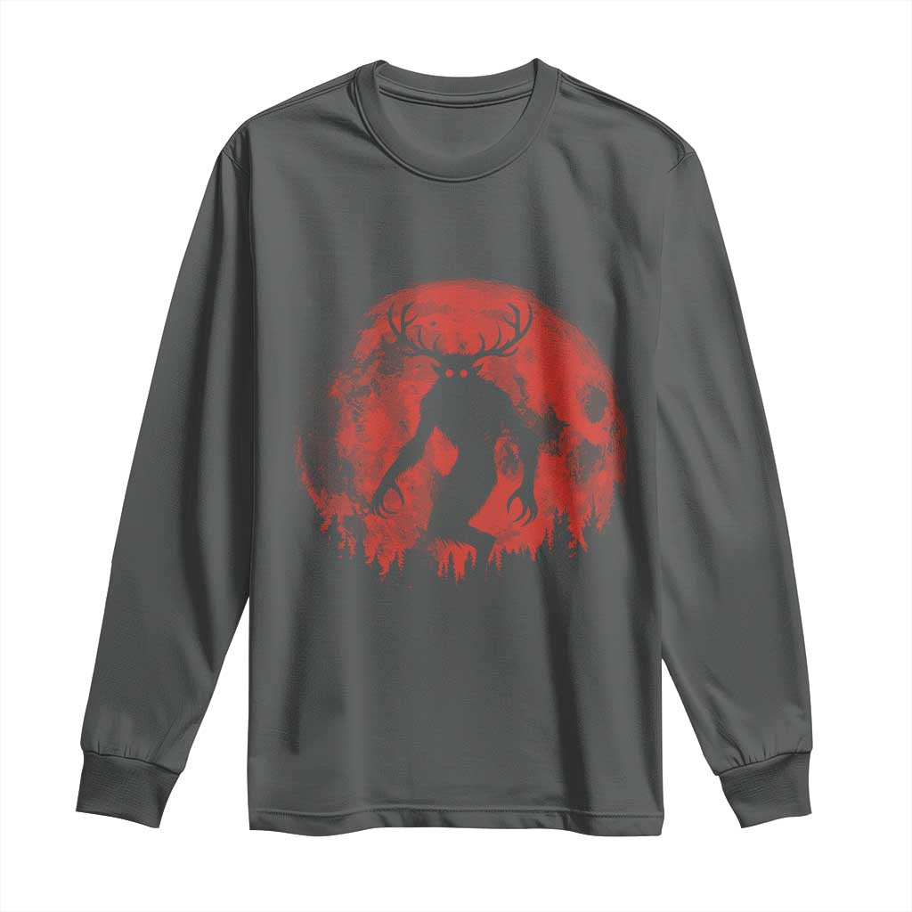 Wendigo Monster Long Sleeve Shirt Skinwalker Night Stroll Cryptid Full Moon Evil Monster - Wonder Print Shop