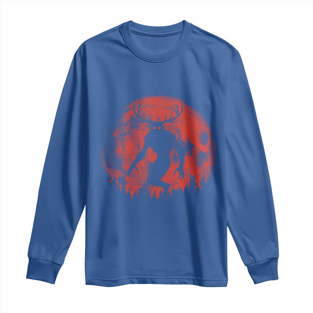 Wendigo Monster Long Sleeve Shirt Skinwalker Night Stroll Cryptid Full Moon Evil Monster - Wonder Print Shop