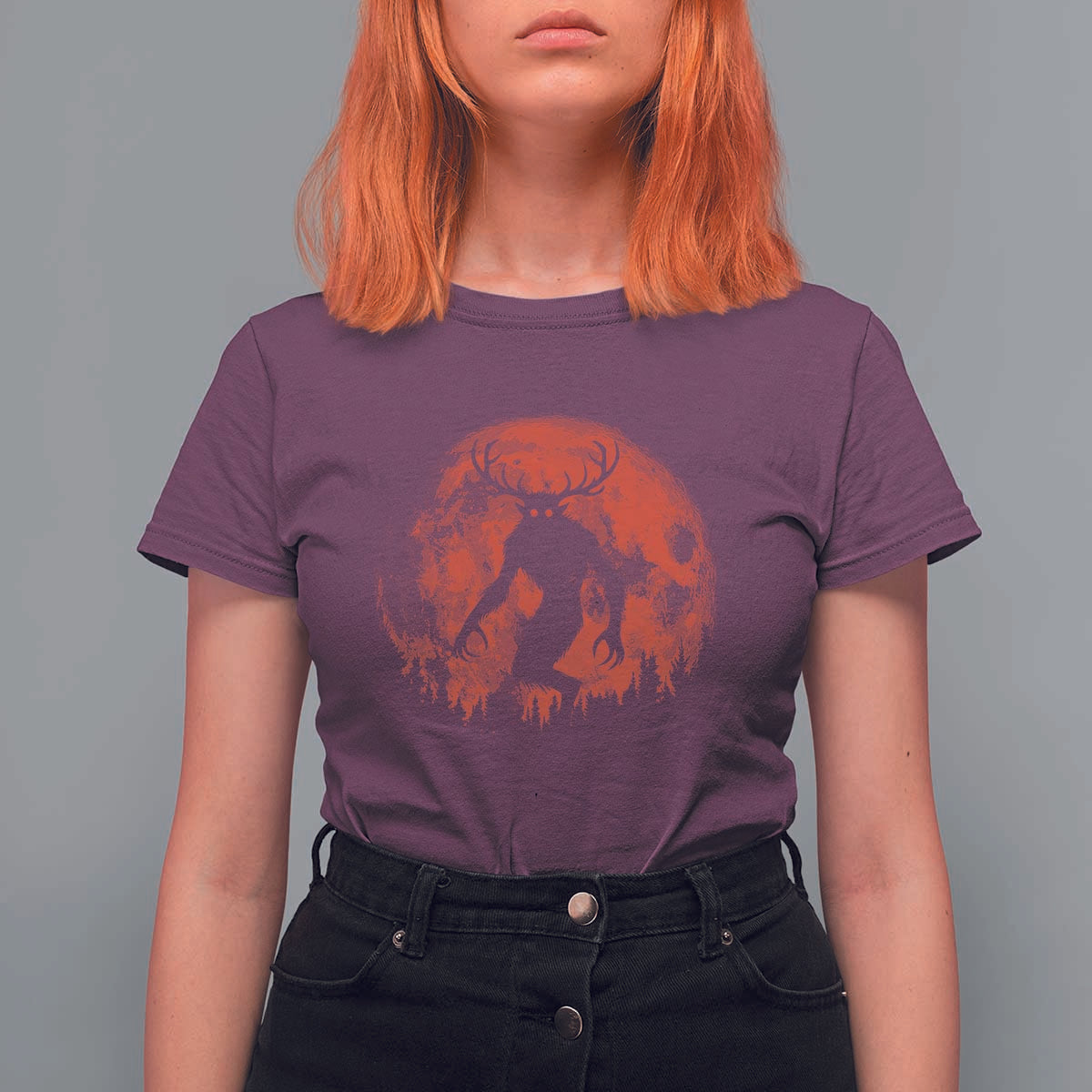 Wendigo Monster T Shirt For Women Skinwalker Night Stroll Cryptid Full Moon Evil Monster - Wonder Print Shop