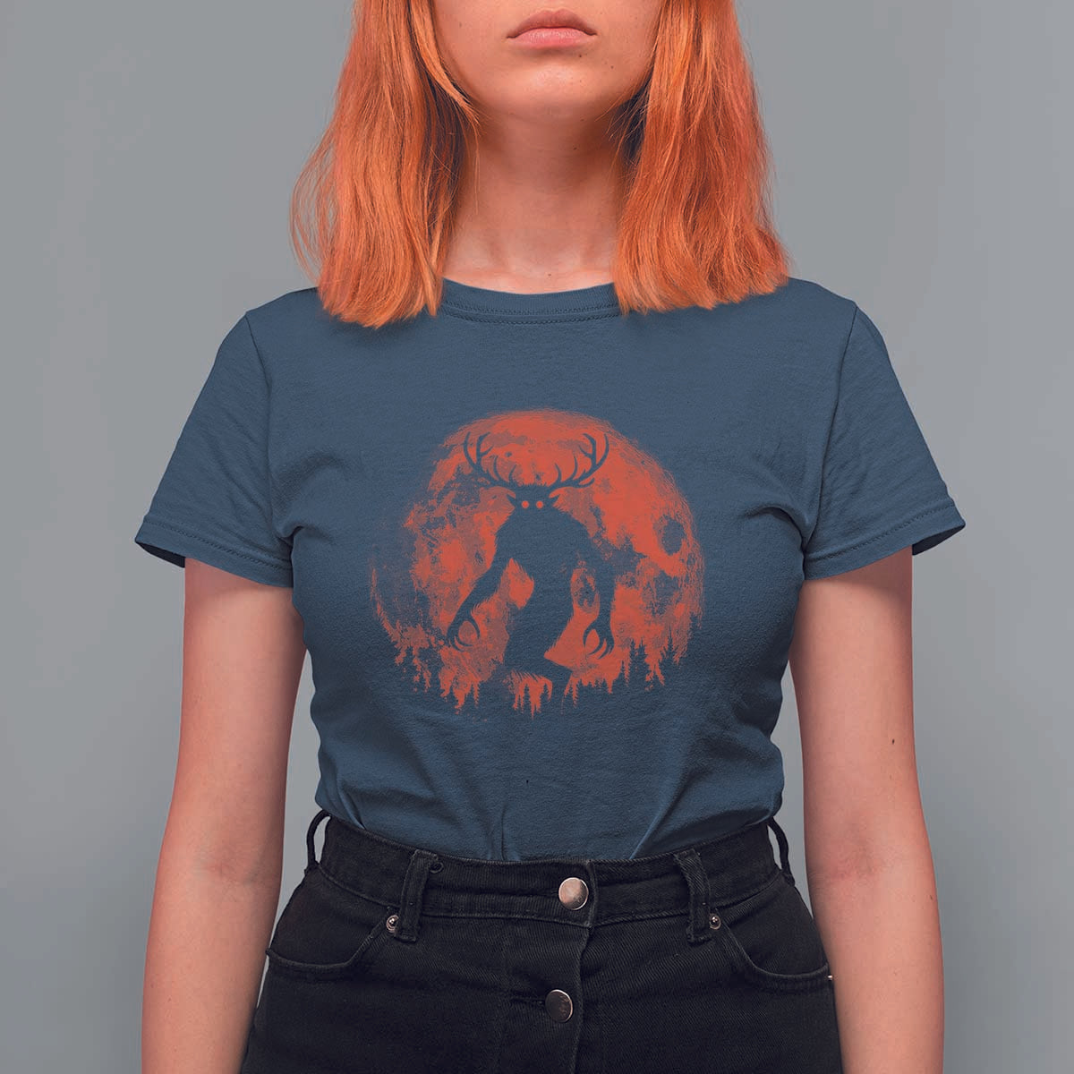 Wendigo Monster T Shirt For Women Skinwalker Night Stroll Cryptid Full Moon Evil Monster - Wonder Print Shop