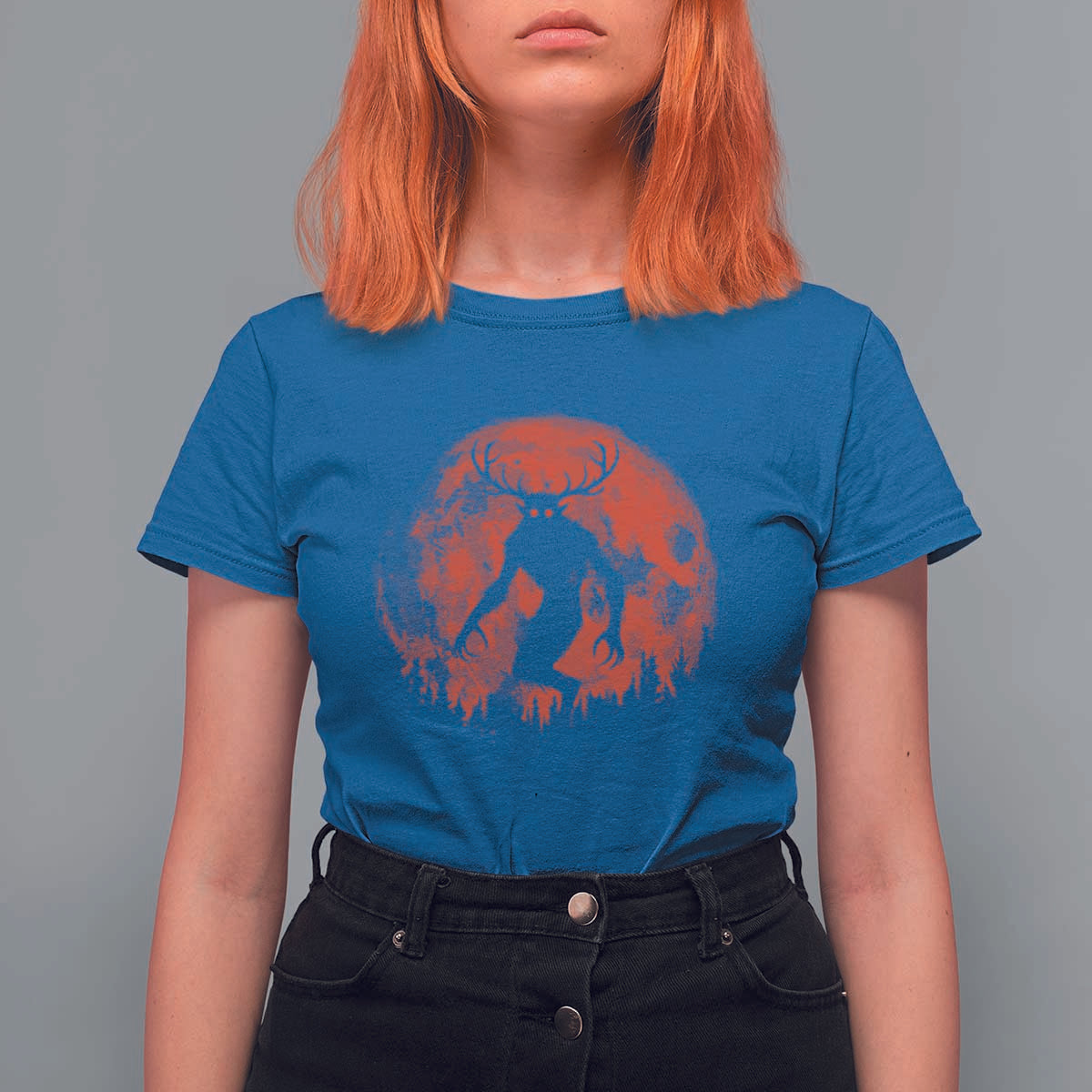 Wendigo Monster T Shirt For Women Skinwalker Night Stroll Cryptid Full Moon Evil Monster - Wonder Print Shop