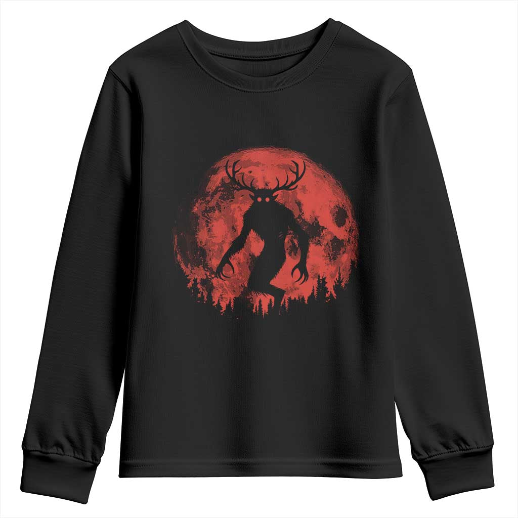 Wendigo Monster Youth Sweatshirt Skinwalker Night Stroll Cryptid Full Moon Evil Monster - Wonder Print Shop