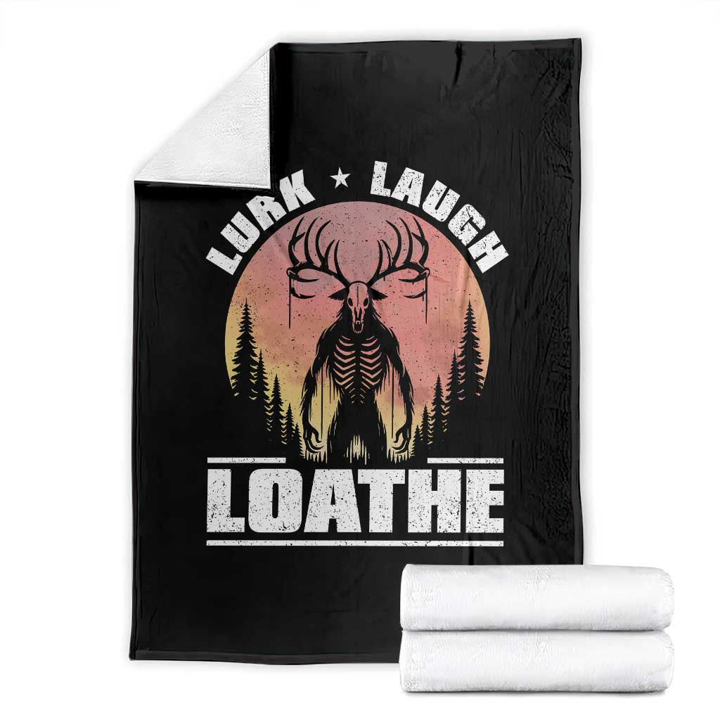 Funny Wendigo Cryptid Lurk Laugh Loathe Throw Blanket - Wonder Print Shop