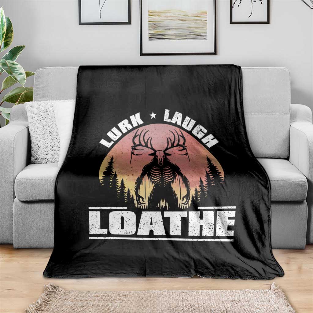 Funny Wendigo Cryptid Lurk Laugh Loathe Throw Blanket - Wonder Print Shop