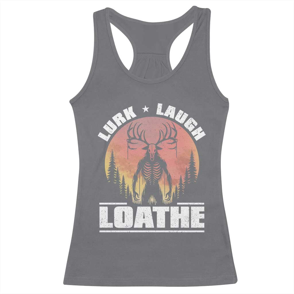 Funny Wendigo Cryptid Lurk Laugh Loathe Racerback Tank Top - Wonder Print Shop