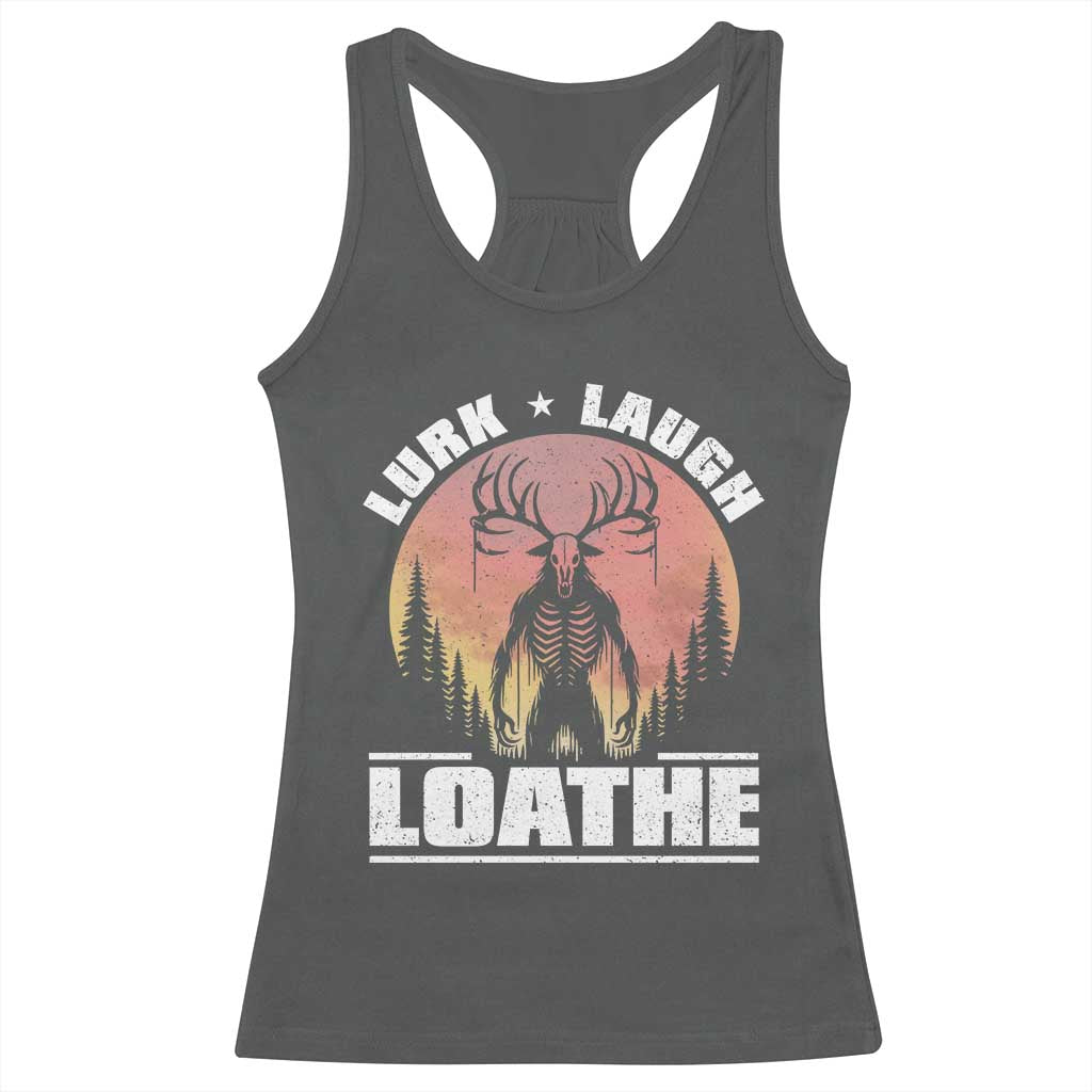 Funny Wendigo Cryptid Lurk Laugh Loathe Racerback Tank Top - Wonder Print Shop