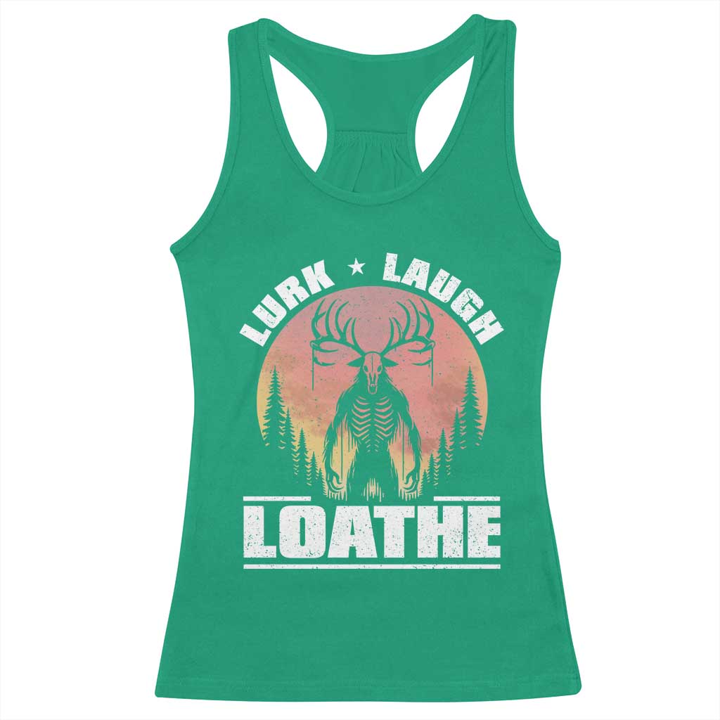 Funny Wendigo Cryptid Lurk Laugh Loathe Racerback Tank Top - Wonder Print Shop