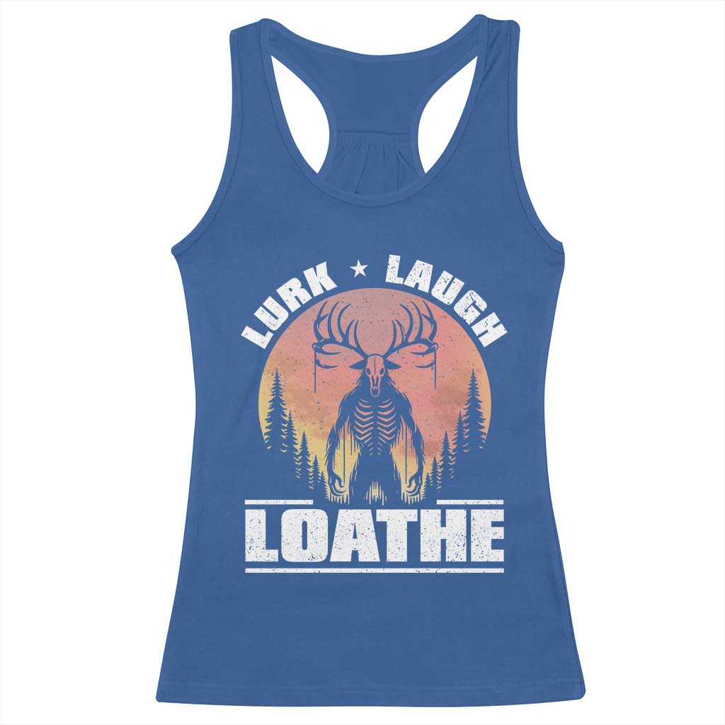 Funny Wendigo Cryptid Lurk Laugh Loathe Racerback Tank Top - Wonder Print Shop