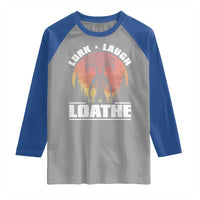 Funny Wendigo Cryptid Lurk Laugh Loathe Raglan Shirt - Wonder Print Shop