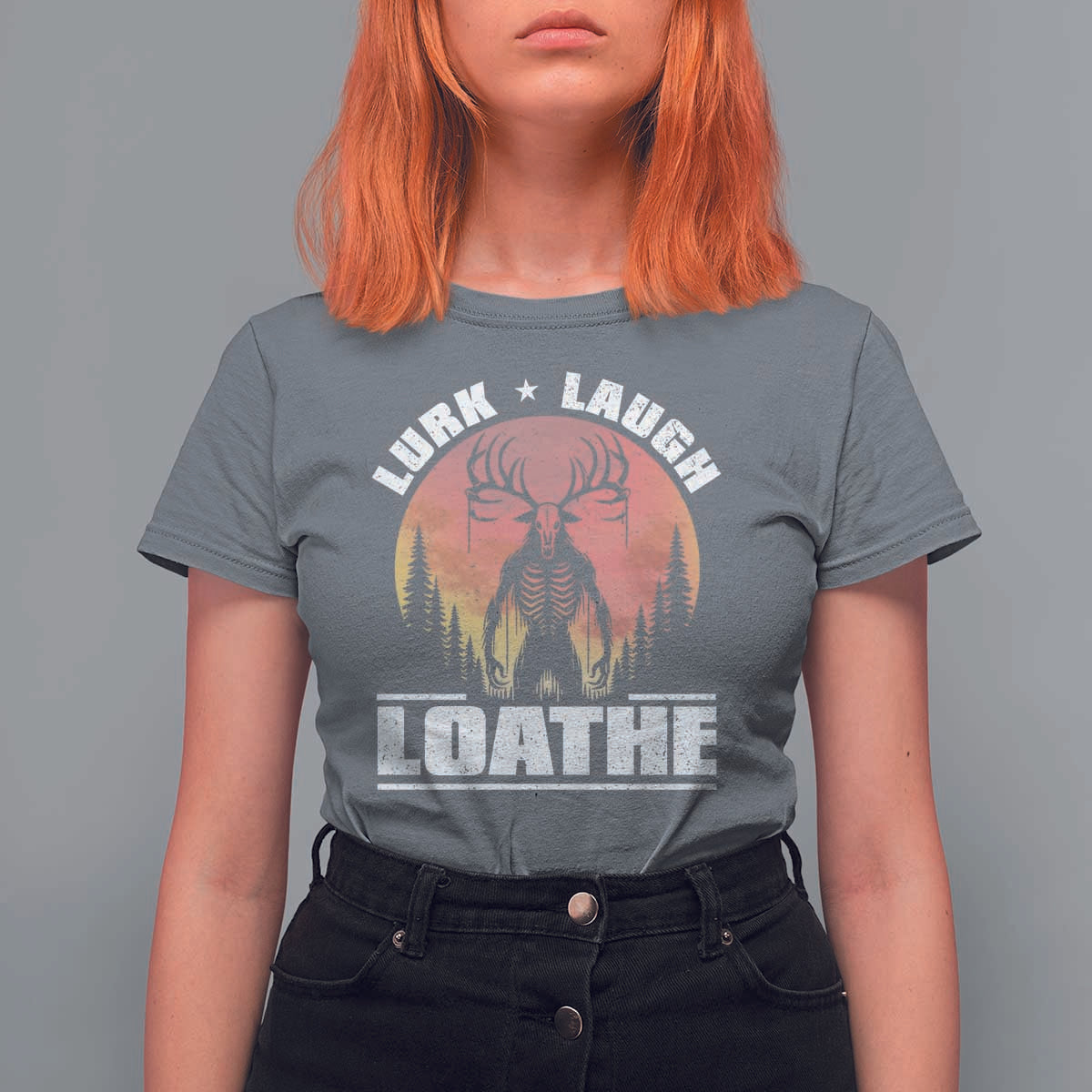 Funny Wendigo Cryptid Lurk Laugh Loathe T Shirt For Women - Wonder Print Shop