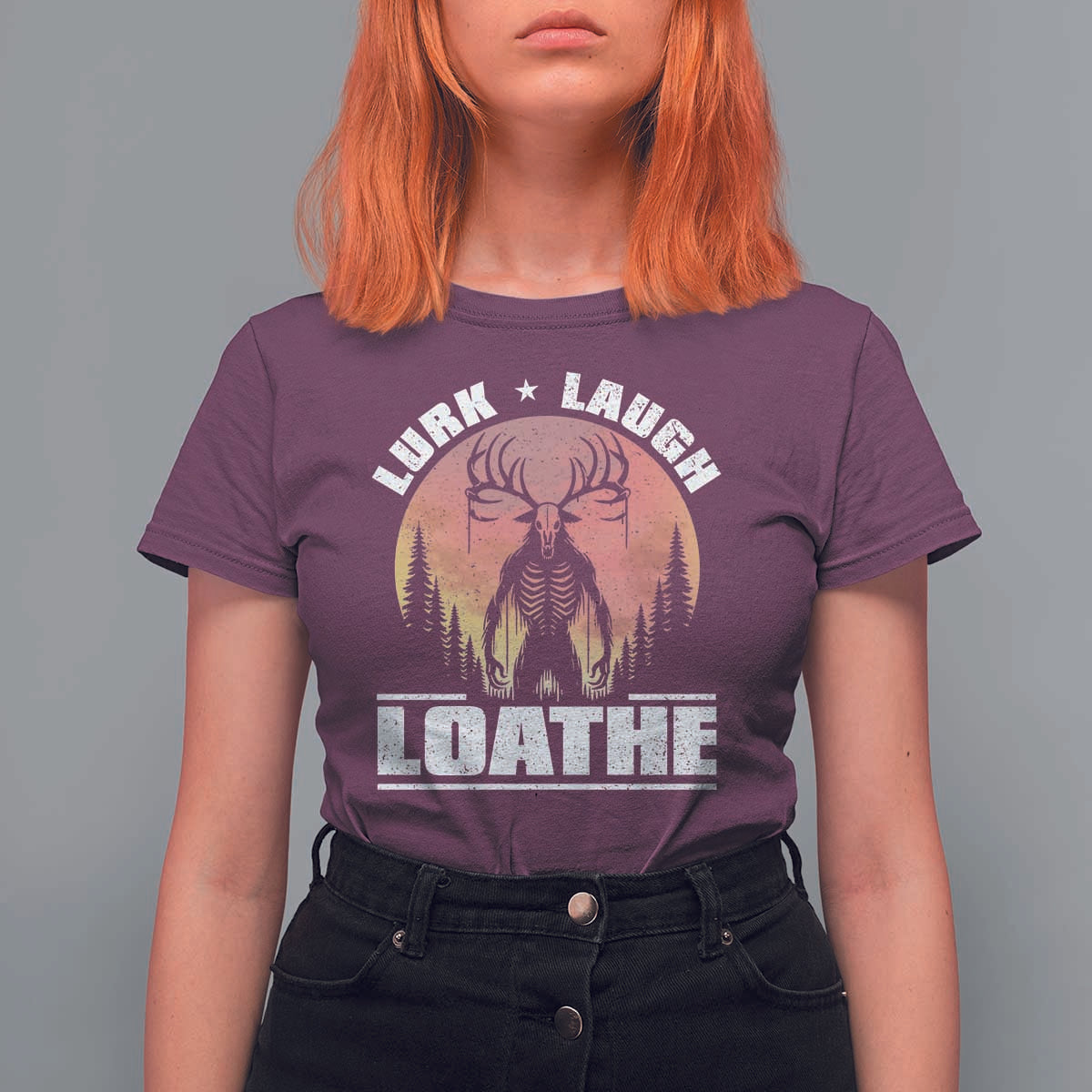 Funny Wendigo Cryptid Lurk Laugh Loathe T Shirt For Women - Wonder Print Shop