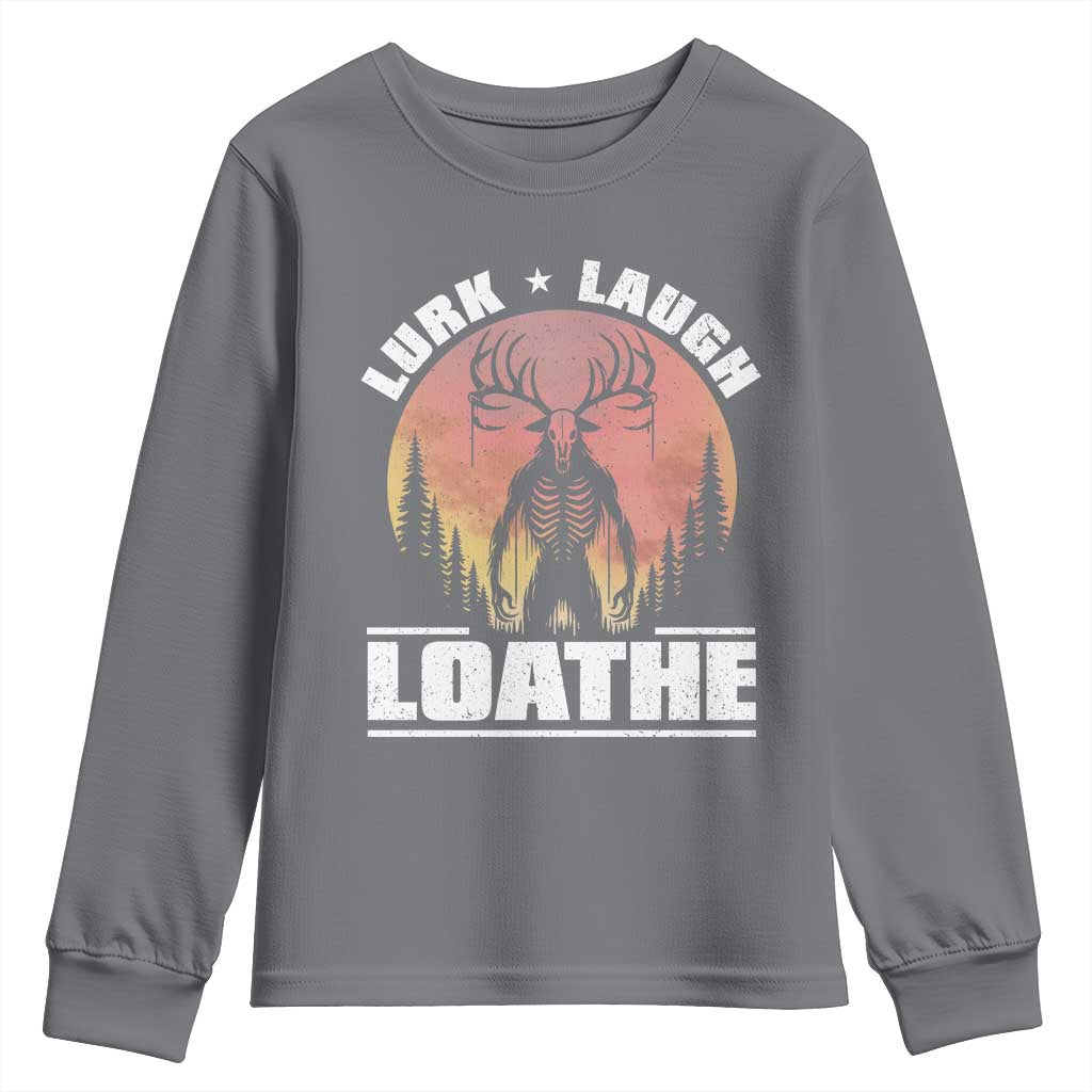 Funny Wendigo Cryptid Lurk Laugh Loathe Youth Sweatshirt - Wonder Print Shop