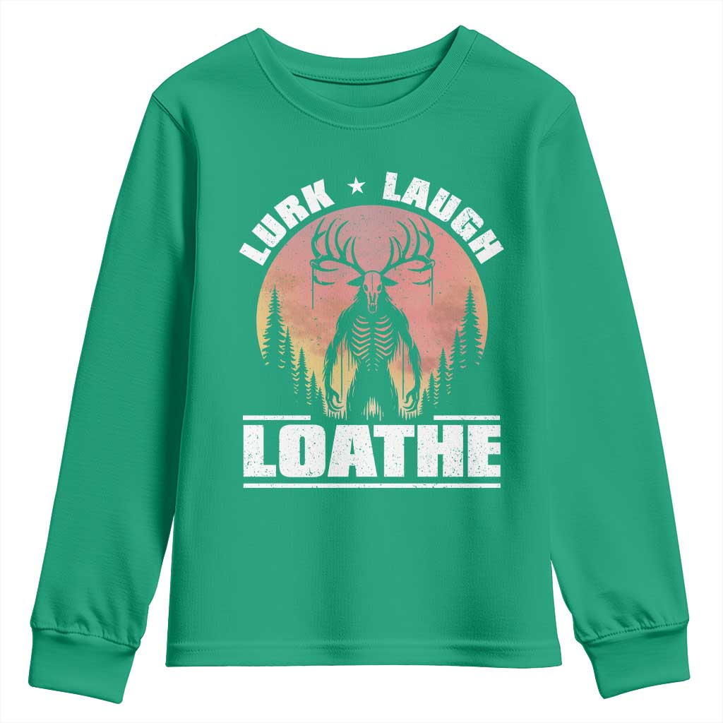 Funny Wendigo Cryptid Lurk Laugh Loathe Youth Sweatshirt - Wonder Print Shop