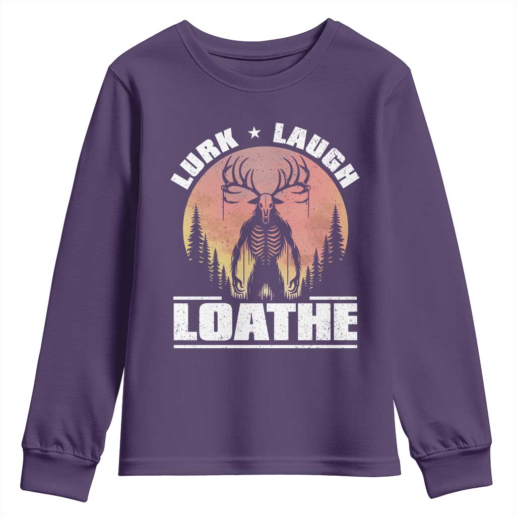 Funny Wendigo Cryptid Lurk Laugh Loathe Youth Sweatshirt - Wonder Print Shop
