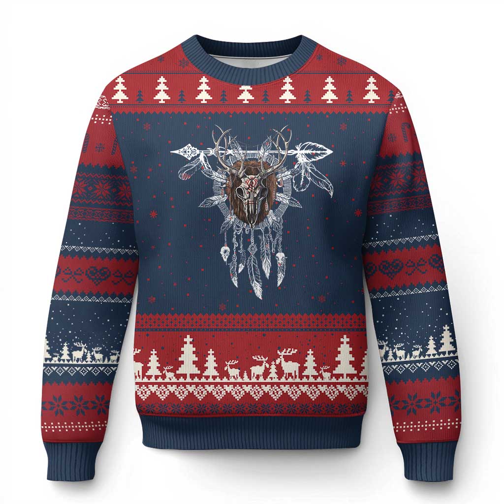 Native American Wendigo Monster Skinwalker Dreamcatcher Ugly Christmas Sweater - Wonder Print Shop
