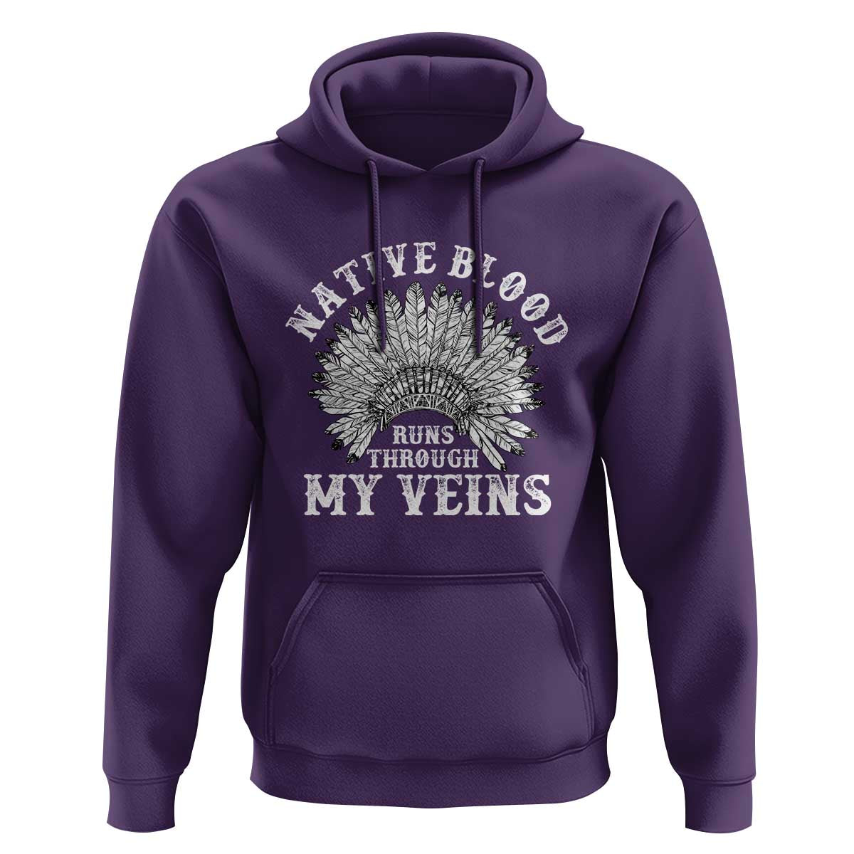 Native Blood Runs Through My Veins Hoodie Native American War Bonnet - Wonder Print Shop