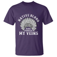 Native Blood Runs Through My Veins T Shirt Native American War Bonnet - Wonder Print Shop