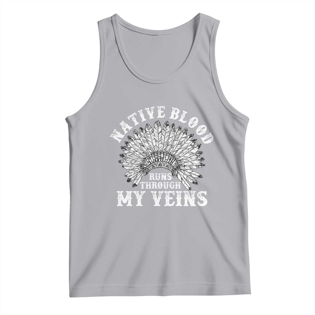 Native Blood Runs Through My Veins Tank Top Native American War Bonnet - Wonder Print Shop