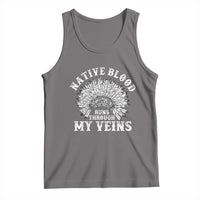 Native Blood Runs Through My Veins Tank Top Native American War Bonnet - Wonder Print Shop