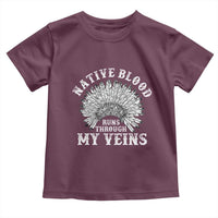 Native Blood Runs Through My Veins Toddler T Shirt Native American War Bonnet - Wonder Print Shop