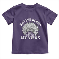 Native Blood Runs Through My Veins Toddler T Shirt Native American War Bonnet - Wonder Print Shop