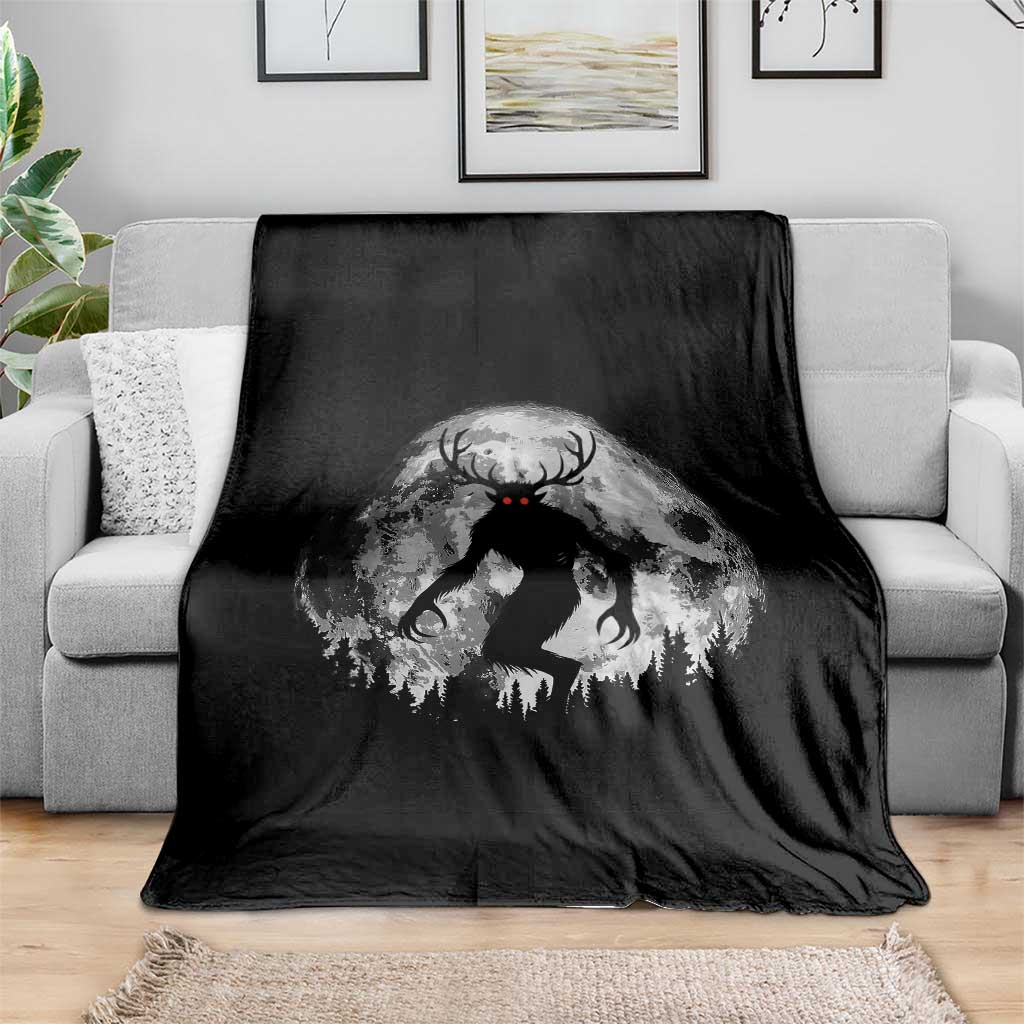 Wendigo Monster Throw Blanket Skinwalker Night Stroll Cryptid Full Moon - Wonder Print Shop