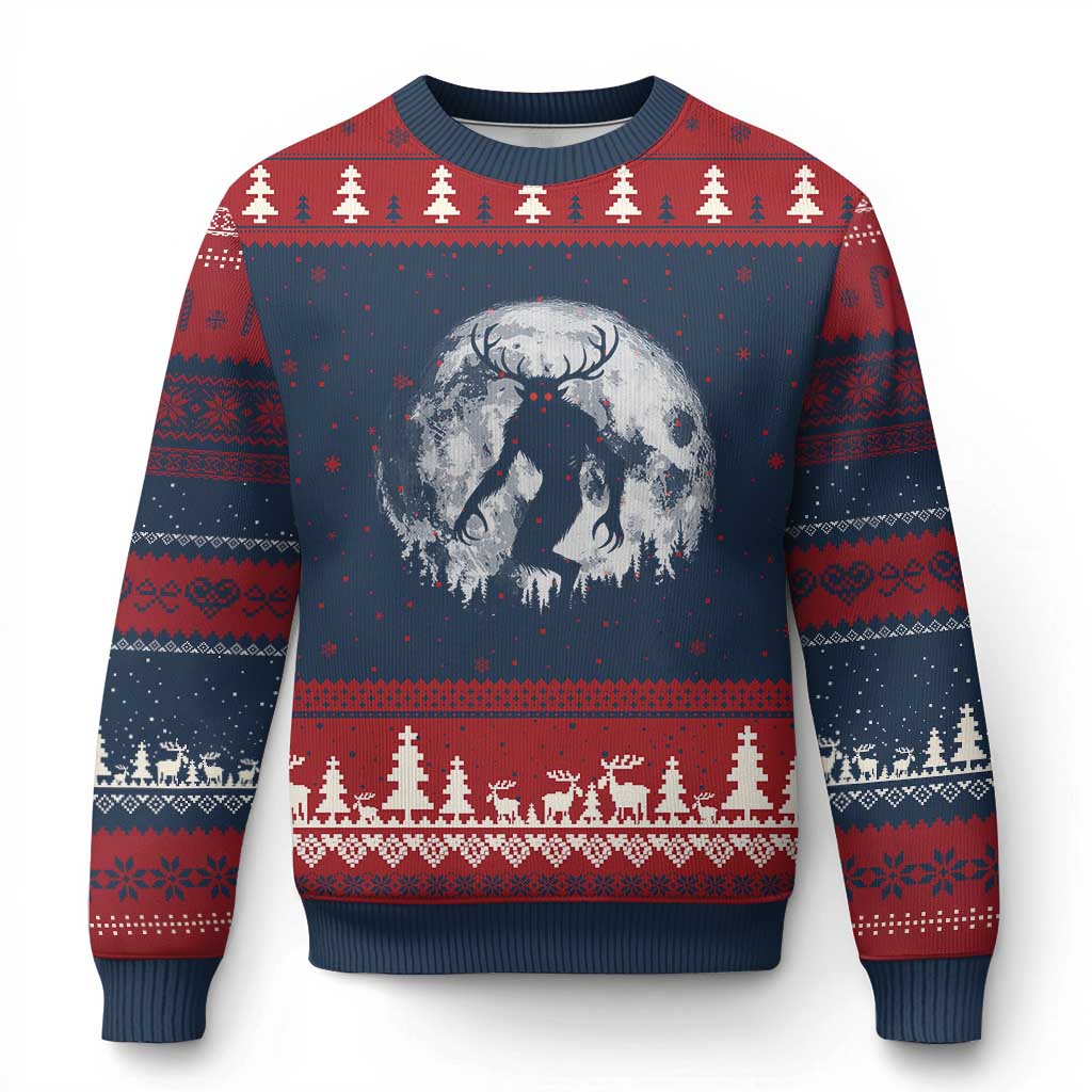 Wendigo Monster Ugly Christmas Sweater Skinwalker Night Stroll Cryptid Full Moon - Wonder Print Shop