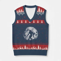 Wendigo Monster V-Neck Knit Sweater Vest Skinwalker Night Stroll Cryptid Full Moon - Wonder Print Shop