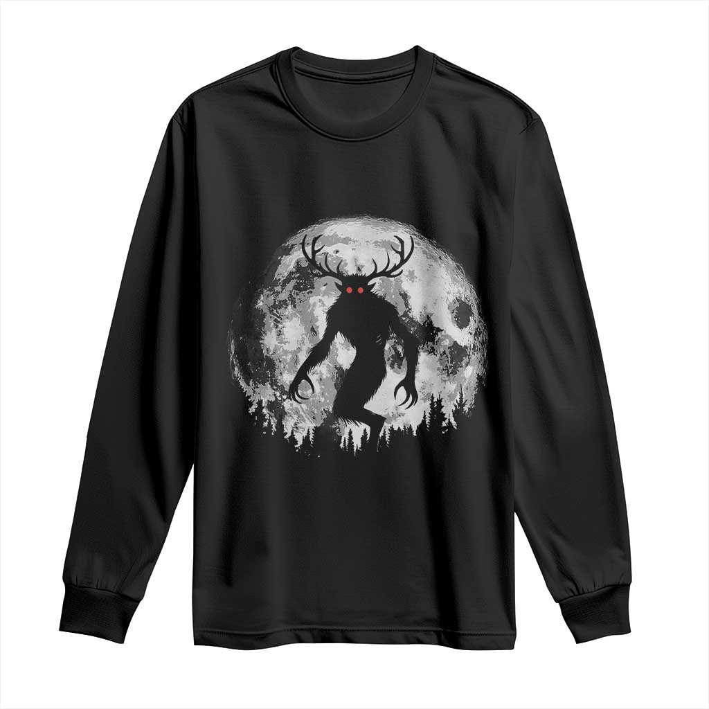 Wendigo Monster Long Sleeve Shirt Skinwalker Night Stroll Cryptid Full Moon - Wonder Print Shop