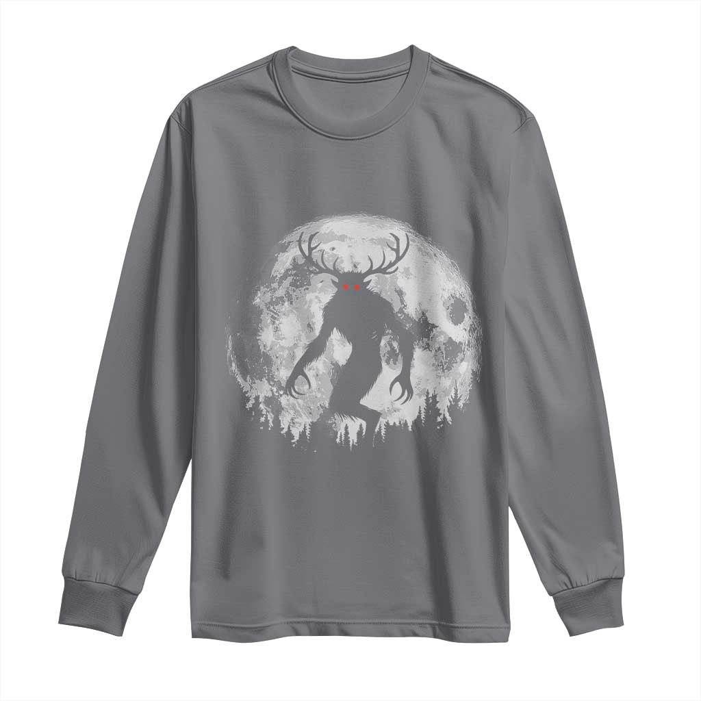Wendigo Monster Long Sleeve Shirt Skinwalker Night Stroll Cryptid Full Moon - Wonder Print Shop