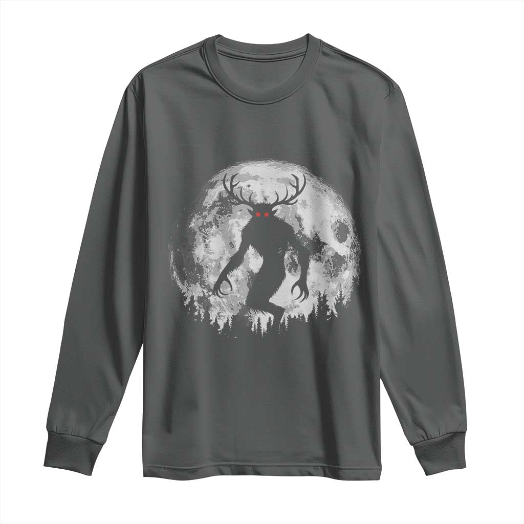 Wendigo Monster Long Sleeve Shirt Skinwalker Night Stroll Cryptid Full Moon - Wonder Print Shop