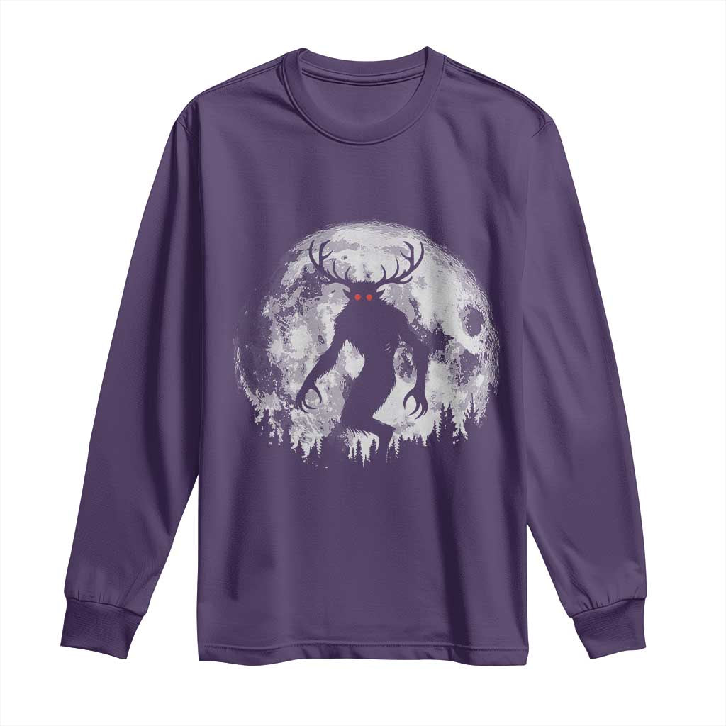 Wendigo Monster Long Sleeve Shirt Skinwalker Night Stroll Cryptid Full Moon - Wonder Print Shop