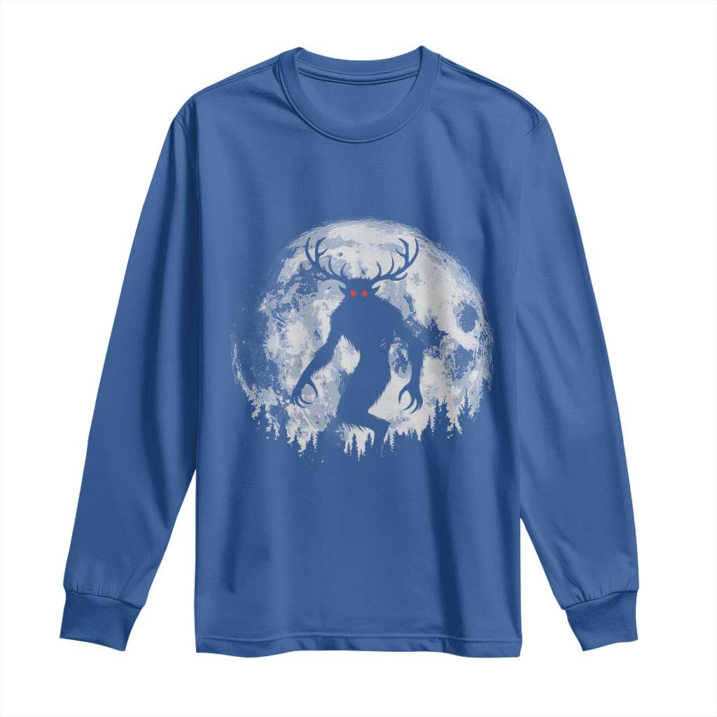 Wendigo Monster Long Sleeve Shirt Skinwalker Night Stroll Cryptid Full Moon - Wonder Print Shop