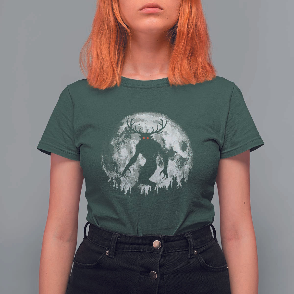 Wendigo Monster T Shirt For Women Skinwalker Night Stroll Cryptid Full Moon - Wonder Print Shop