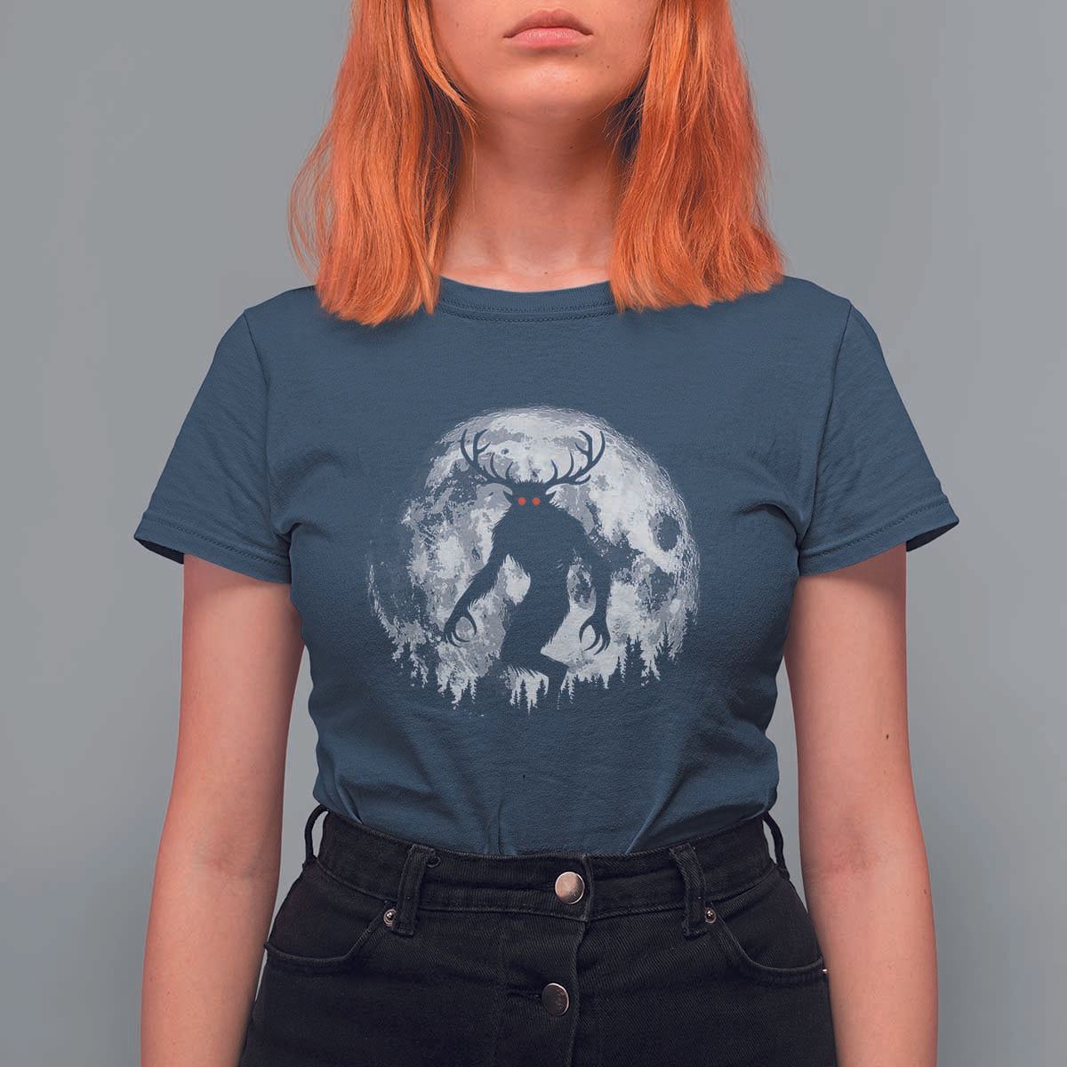 Wendigo Monster T Shirt For Women Skinwalker Night Stroll Cryptid Full Moon - Wonder Print Shop