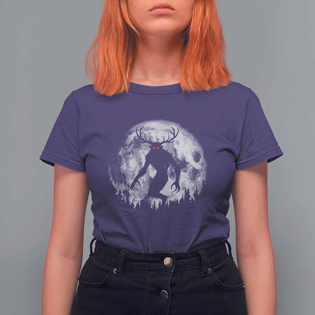 Wendigo Monster T Shirt For Women Skinwalker Night Stroll Cryptid Full Moon - Wonder Print Shop