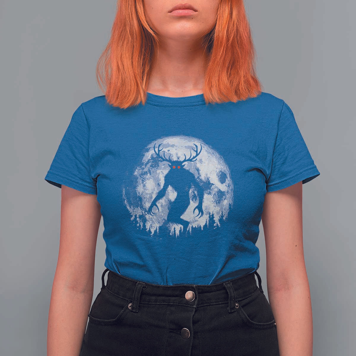 Wendigo Monster T Shirt For Women Skinwalker Night Stroll Cryptid Full Moon - Wonder Print Shop