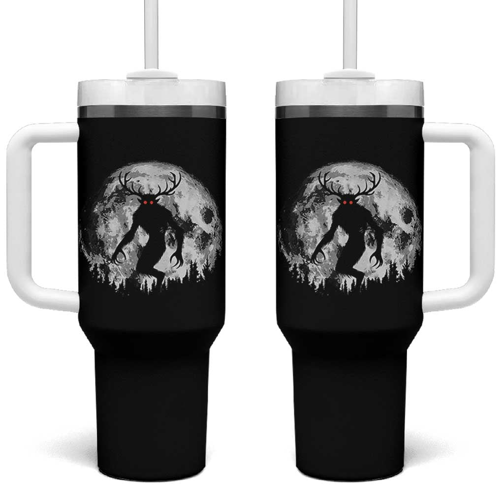 Wendigo Monster Tumbler With Handle Skinwalker Night Stroll Cryptid Full Moon - Wonder Print Shop