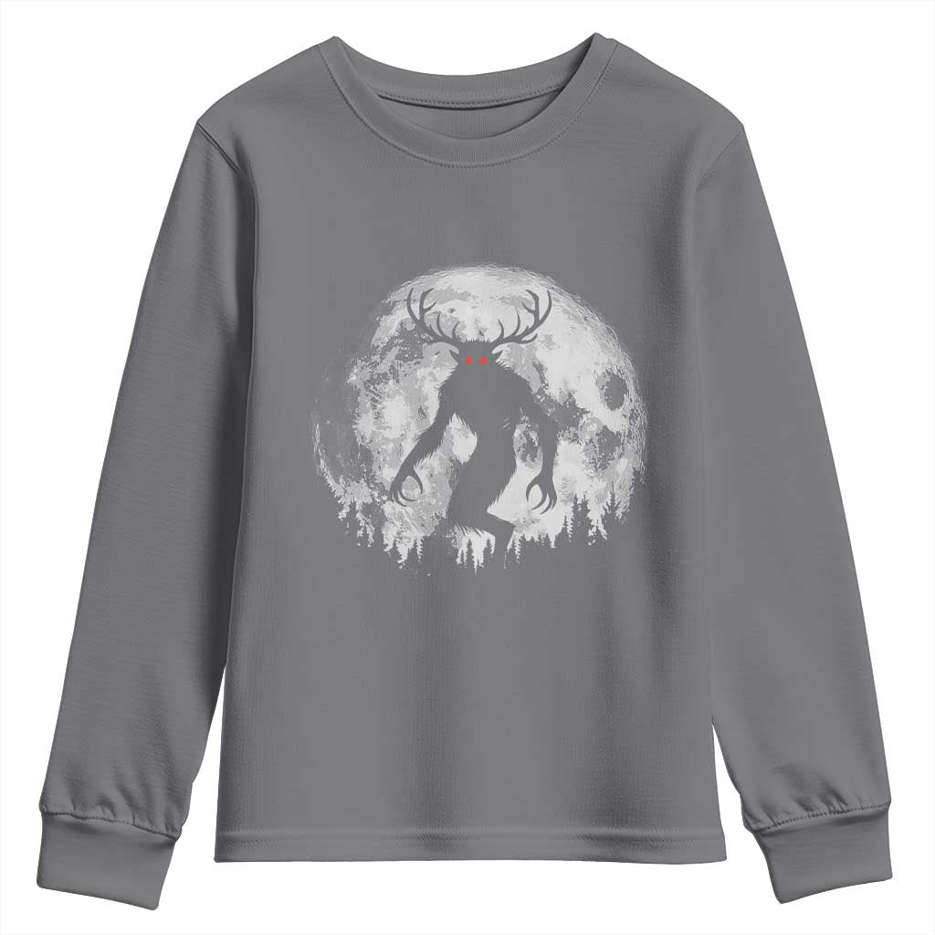 Wendigo Monster Youth Sweatshirt Skinwalker Night Stroll Cryptid Full Moon - Wonder Print Shop