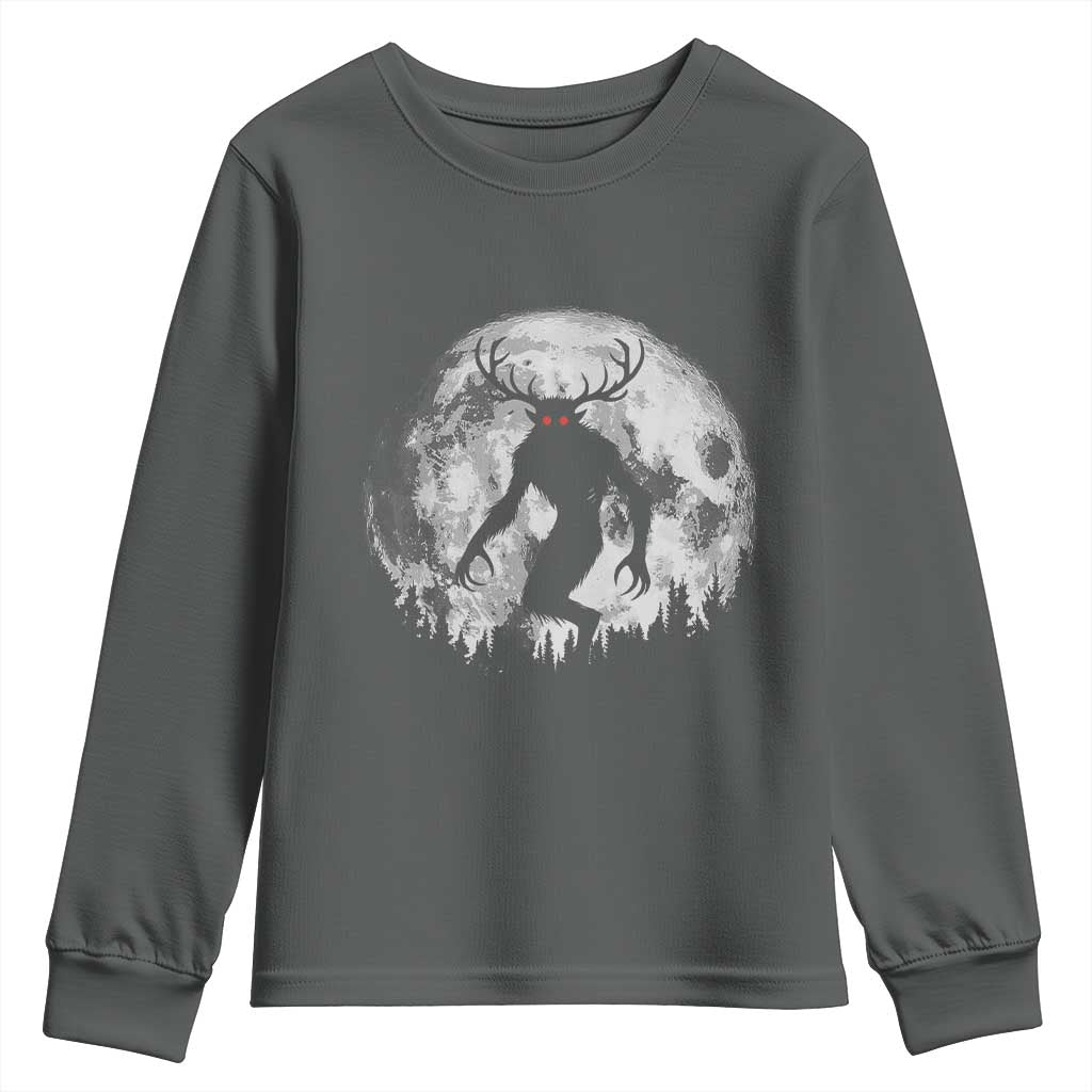 Wendigo Monster Youth Sweatshirt Skinwalker Night Stroll Cryptid Full Moon - Wonder Print Shop