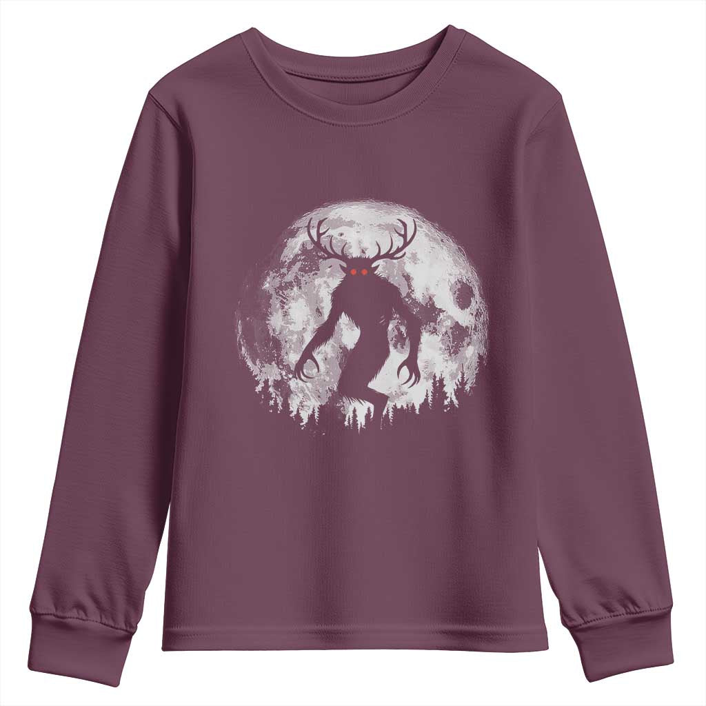Wendigo Monster Youth Sweatshirt Skinwalker Night Stroll Cryptid Full Moon - Wonder Print Shop